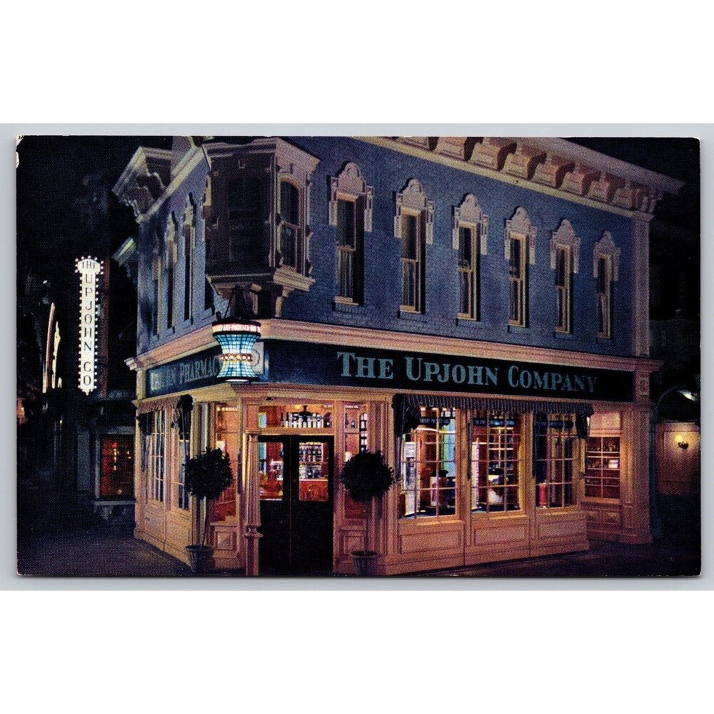Postcard California Disneyland Upjohn's Old Fashioned Drugstore Antiques c1960s